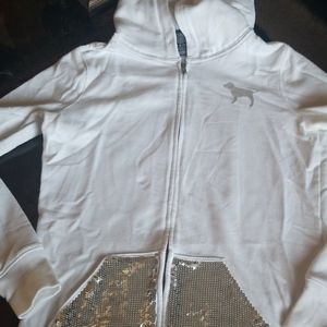 Pink white hoodie sweatshirt sz xs